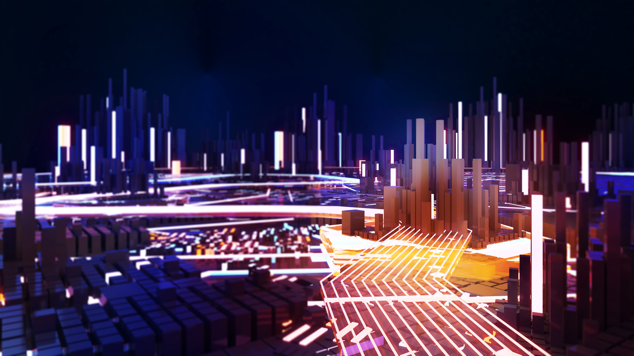future technology city illustration,cyberpunk city,Connectin